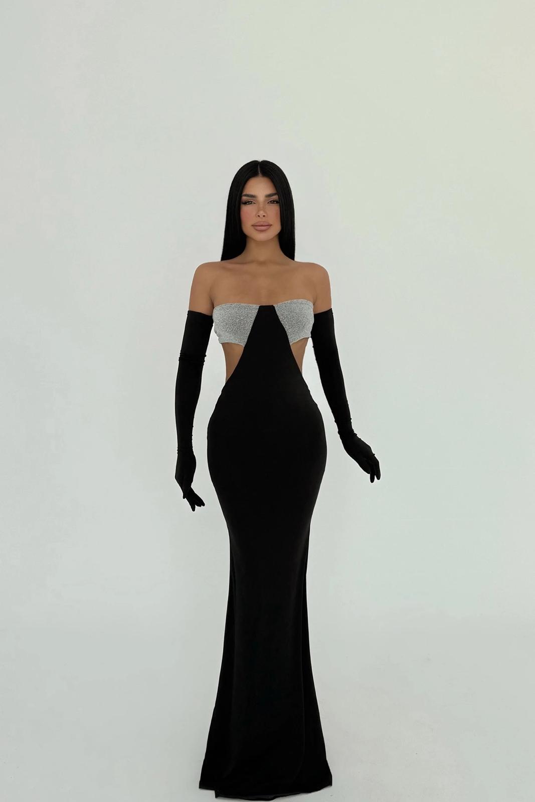 Black Elvera Glitter Detail Dress