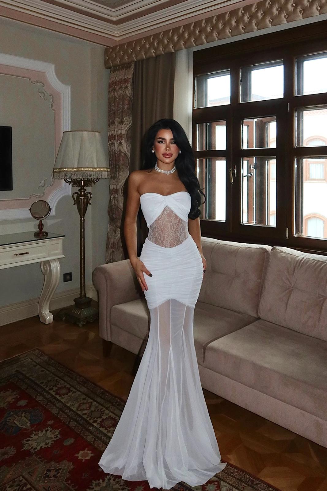 White Priscilla Lace Detail Dress