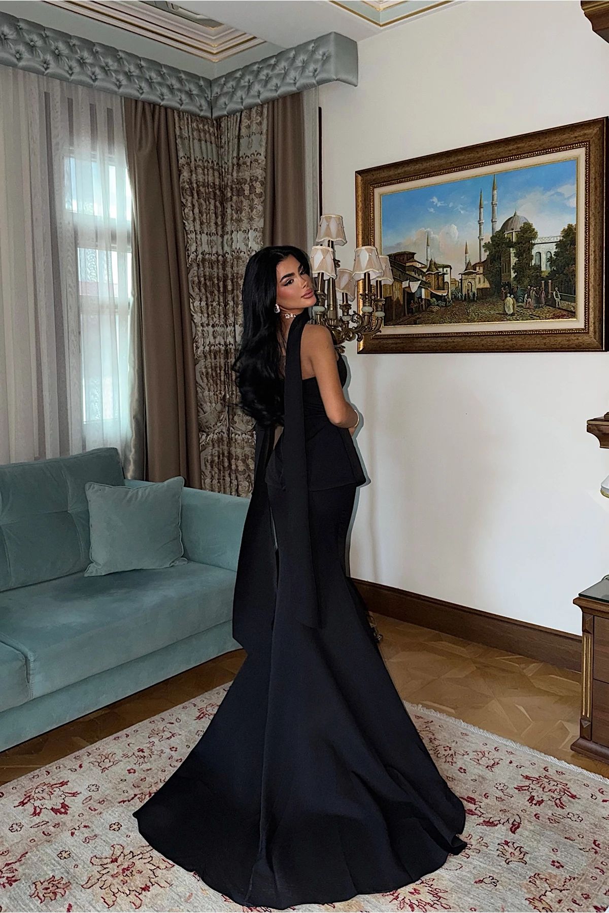 Black Benedita Long Scarf Dress