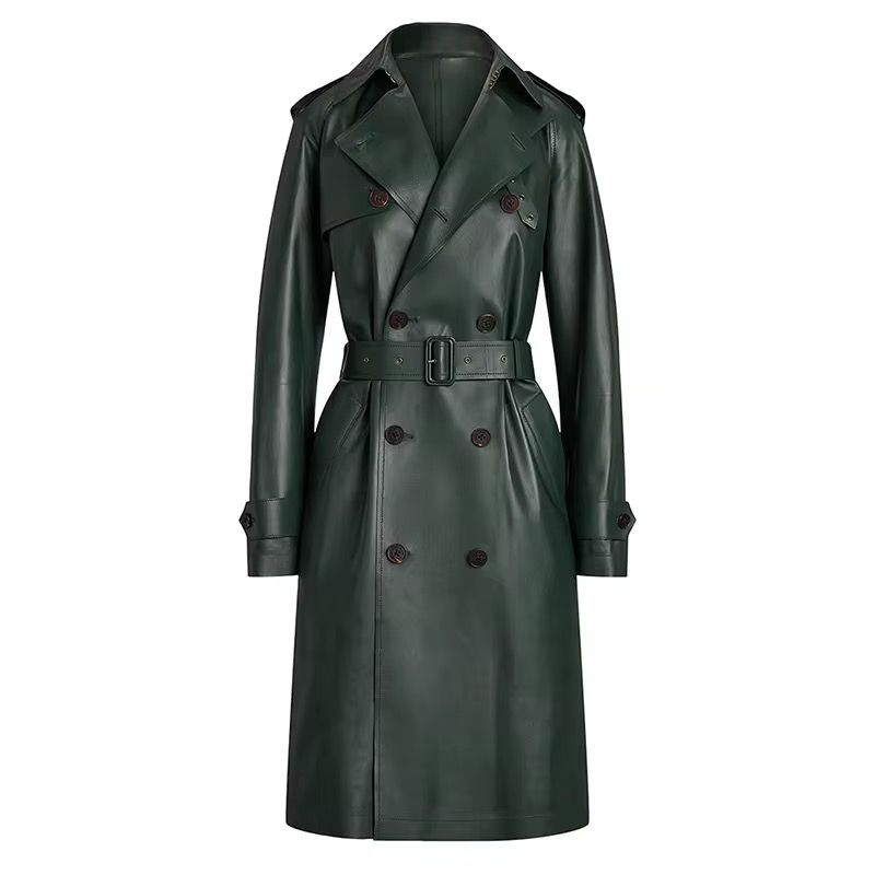 Leather trench coat