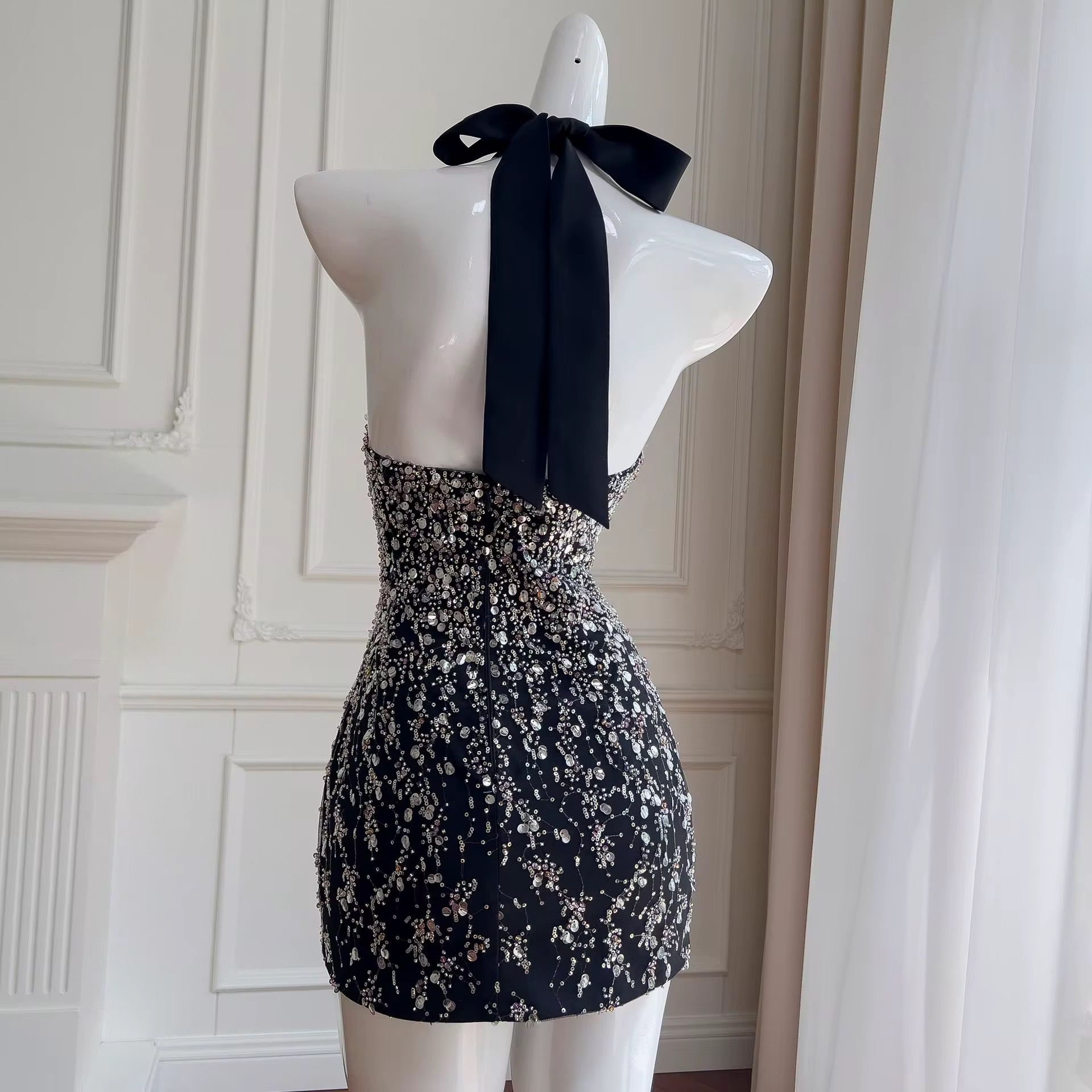 Crystal Stardust Halter Mini Dress