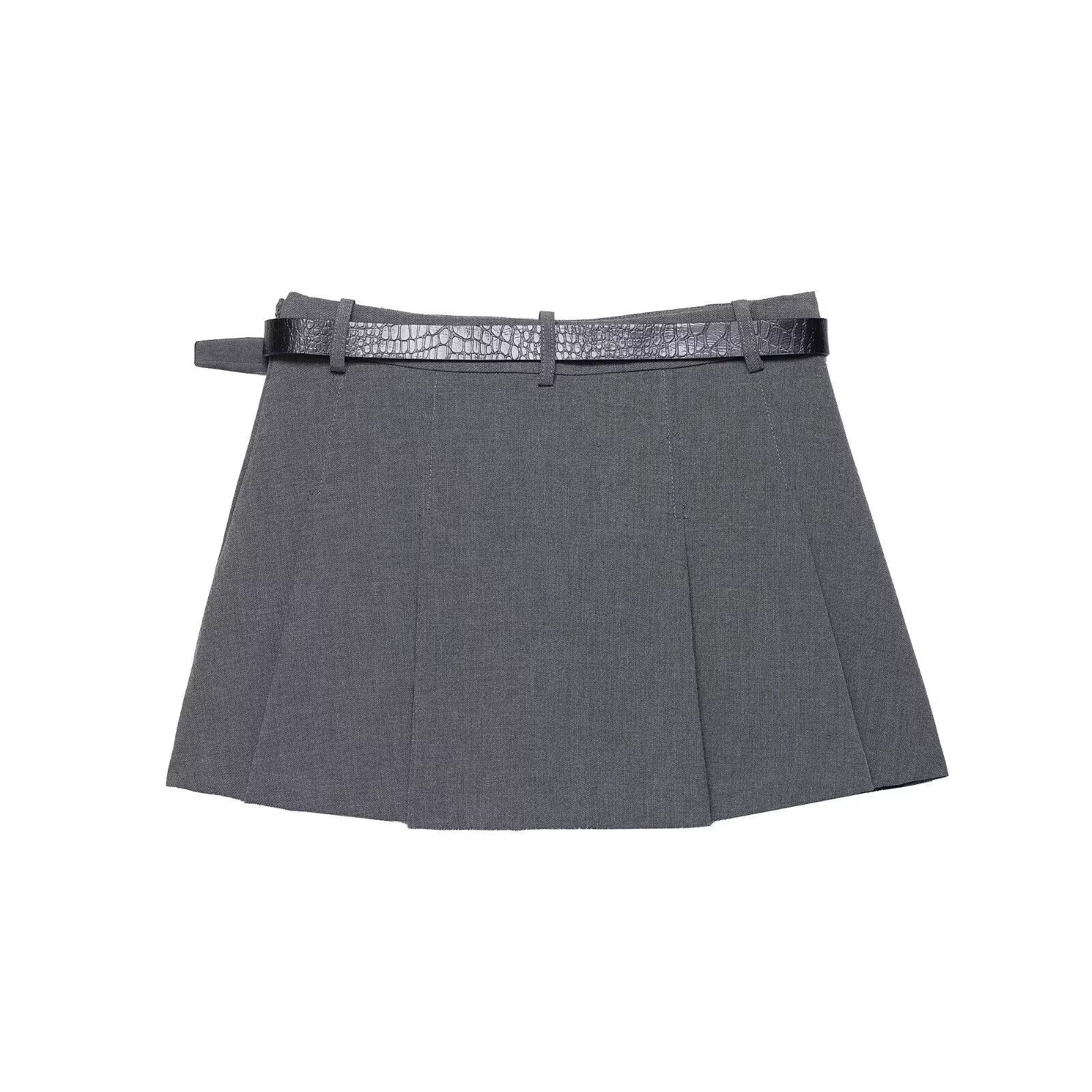 Classic Grey Belted Skirt