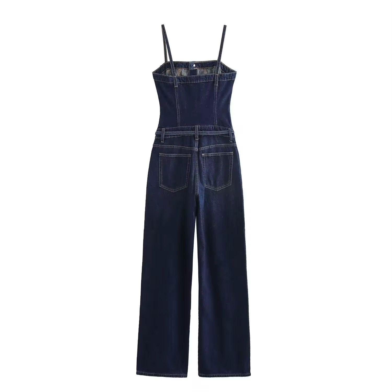 Cinched Waist Denim Jumpsuit