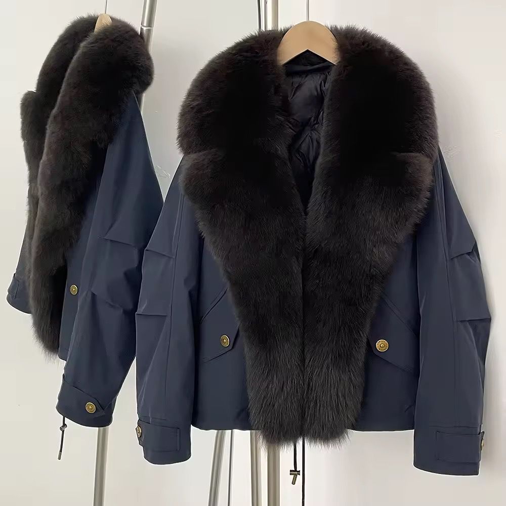 Real Huge Fox Fur Warm Coat