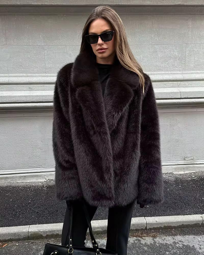 Deep Mocha Glam Fur Coat