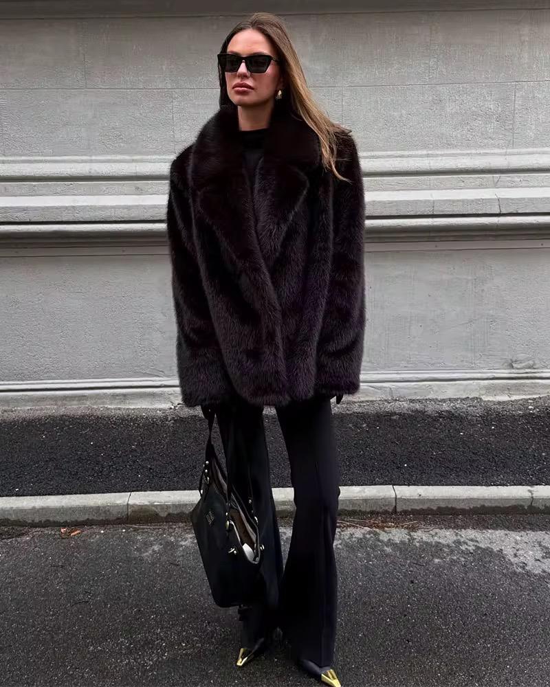 Deep Mocha Glam Fur Coat