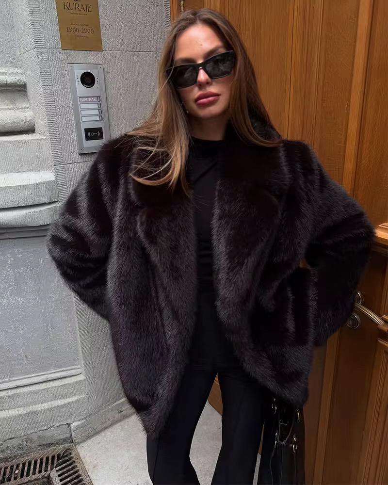 Deep Mocha Glam Fur Coat