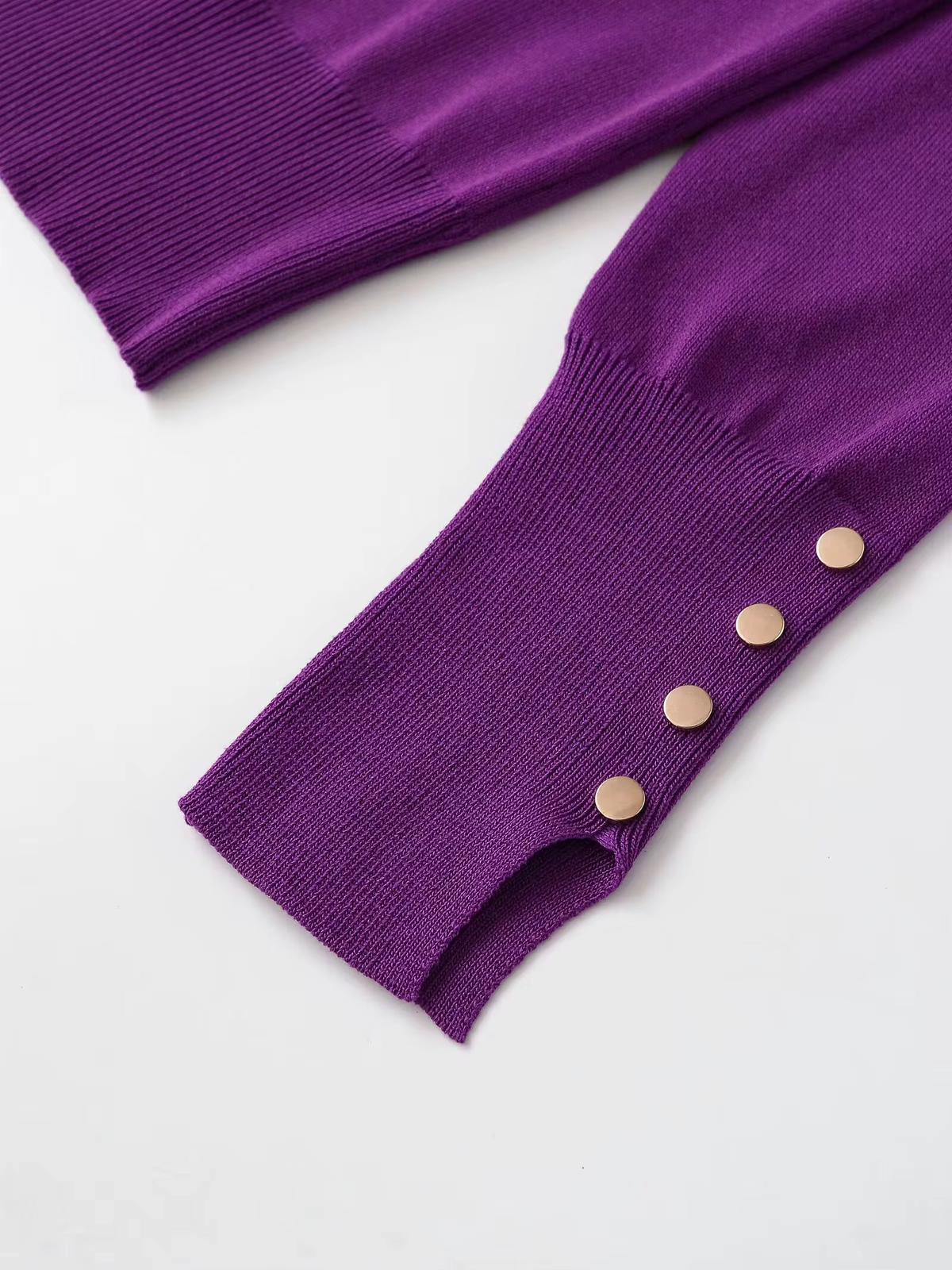 Classic Ribbed Sweater with Button Cuffs