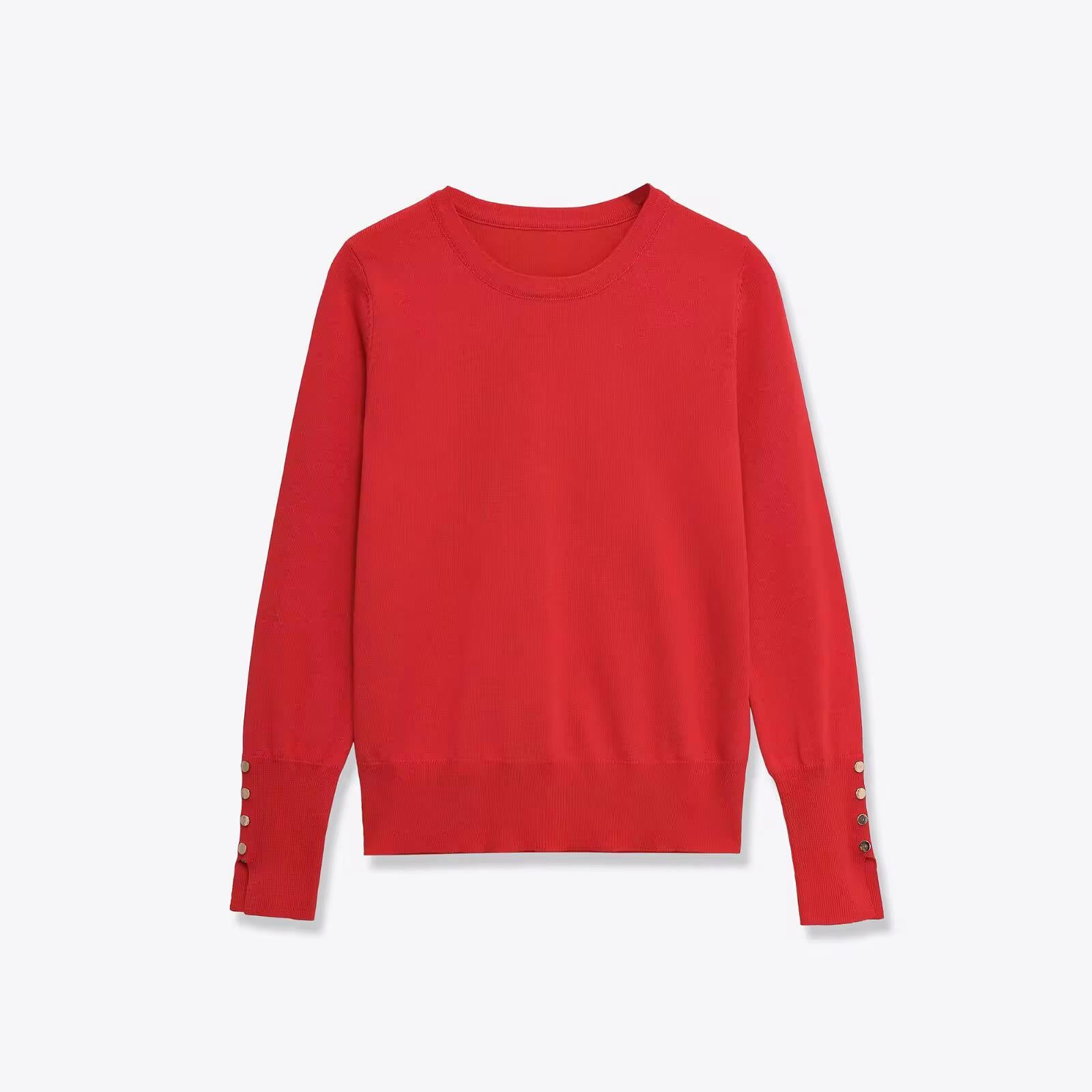 Classic Ribbed Sweater with Button Cuffs