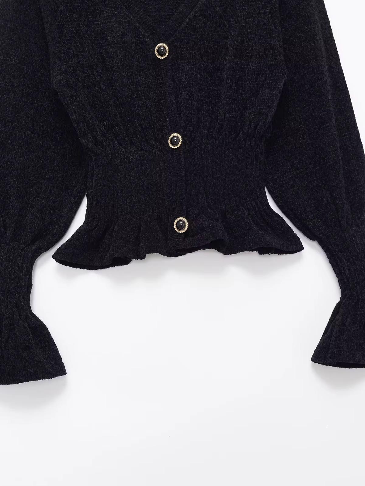 Cuff Fitted Knit Blouse