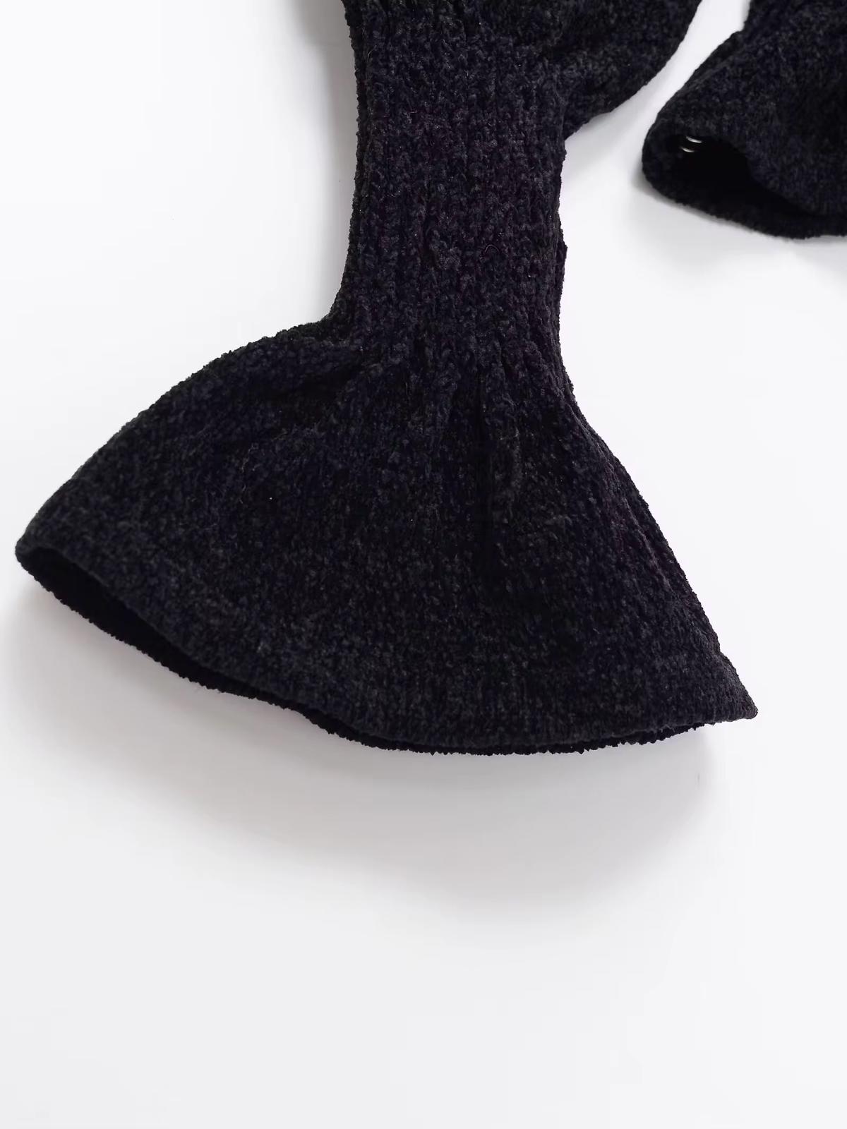 Cuff Fitted Knit Blouse