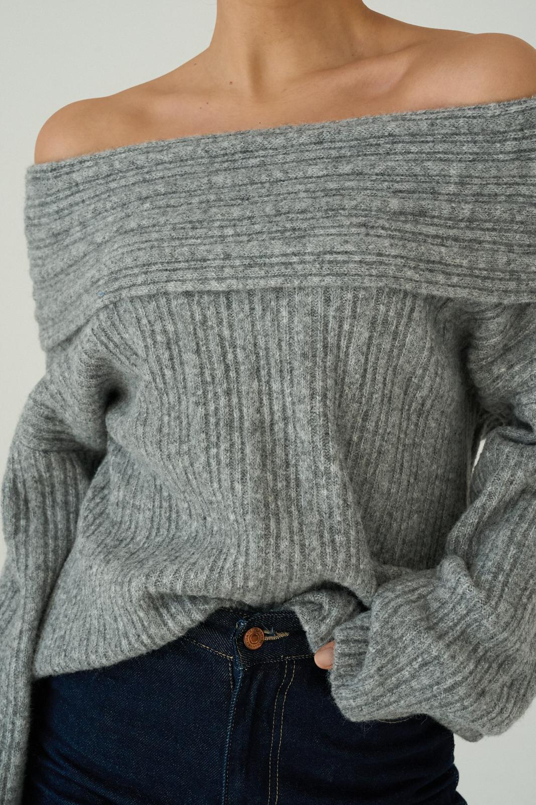 Ribbed Off-Shoulder Sweater