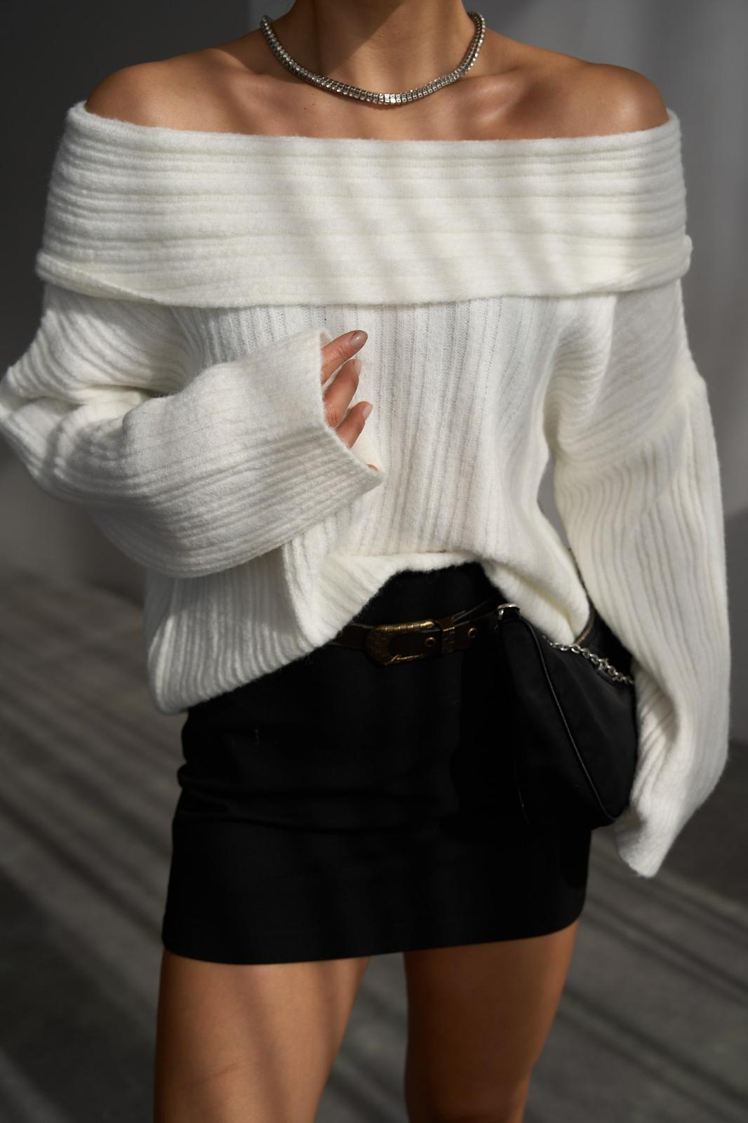 Ribbed Off-Shoulder Sweater