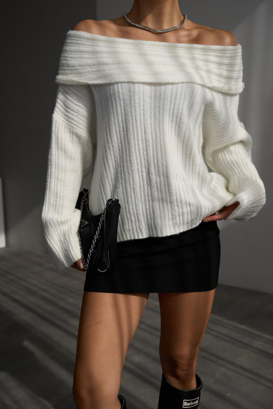 Ribbed Off-Shoulder Sweater
