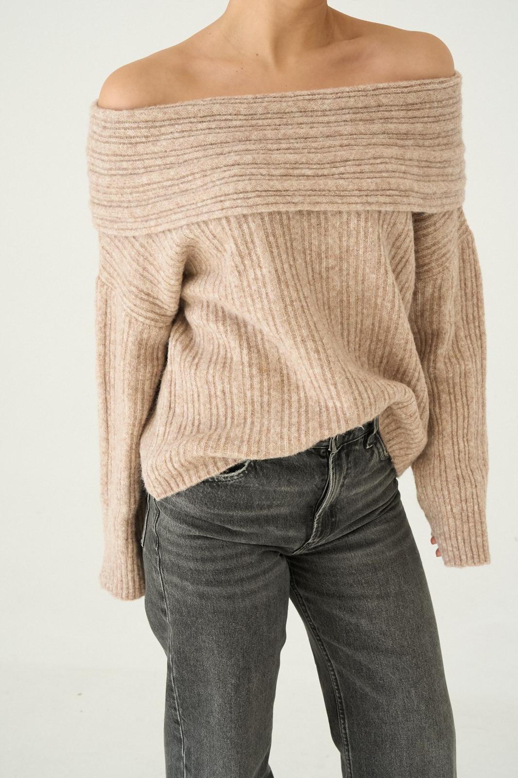 Ribbed Off-Shoulder Sweater