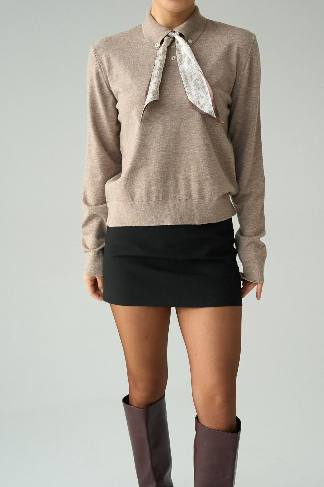 Button Scarf Blouse