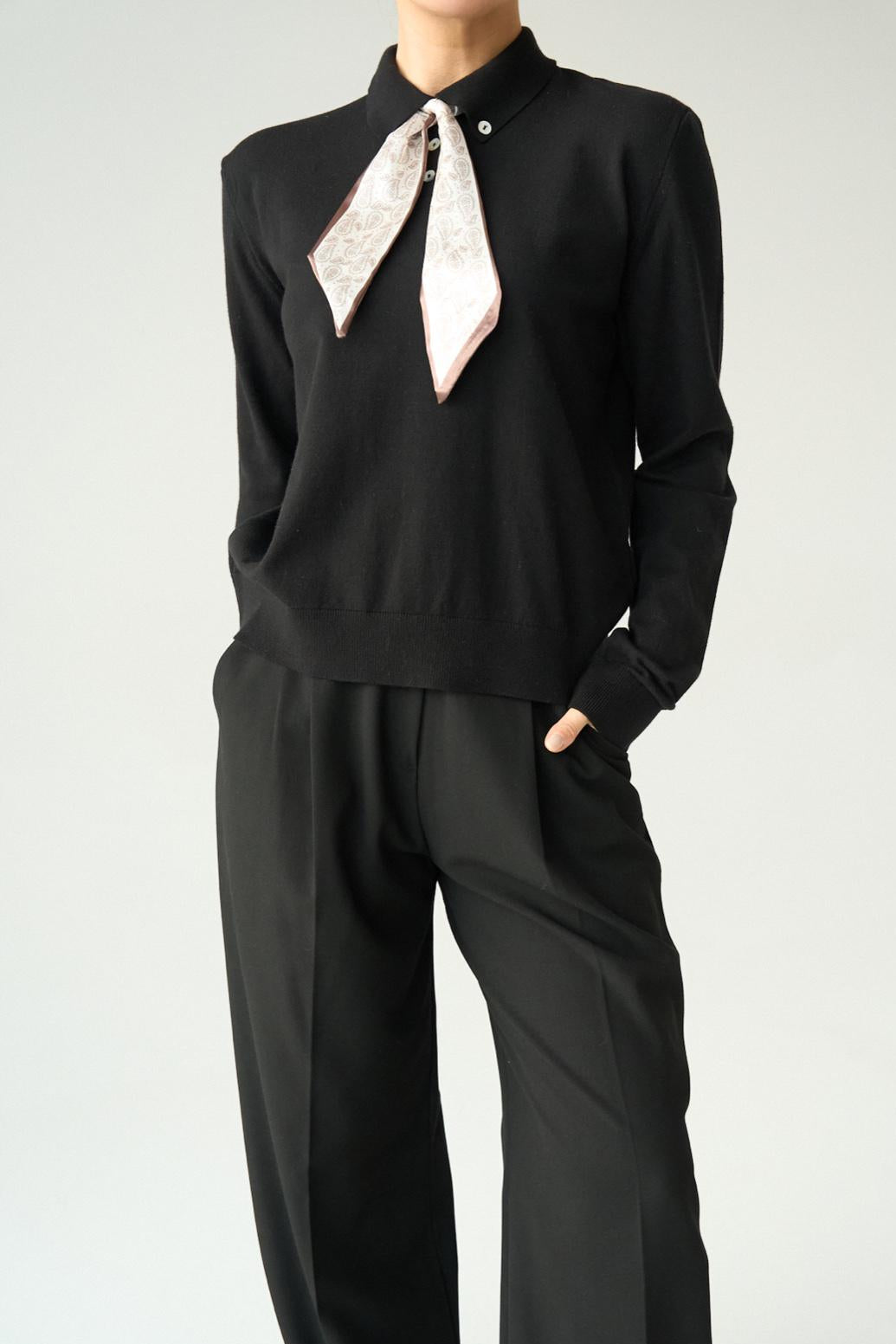 Button Scarf Blouse