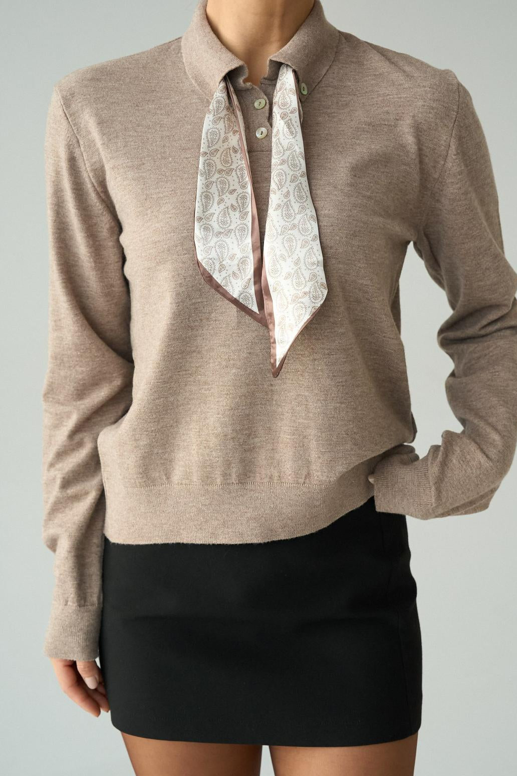 Button Scarf Blouse