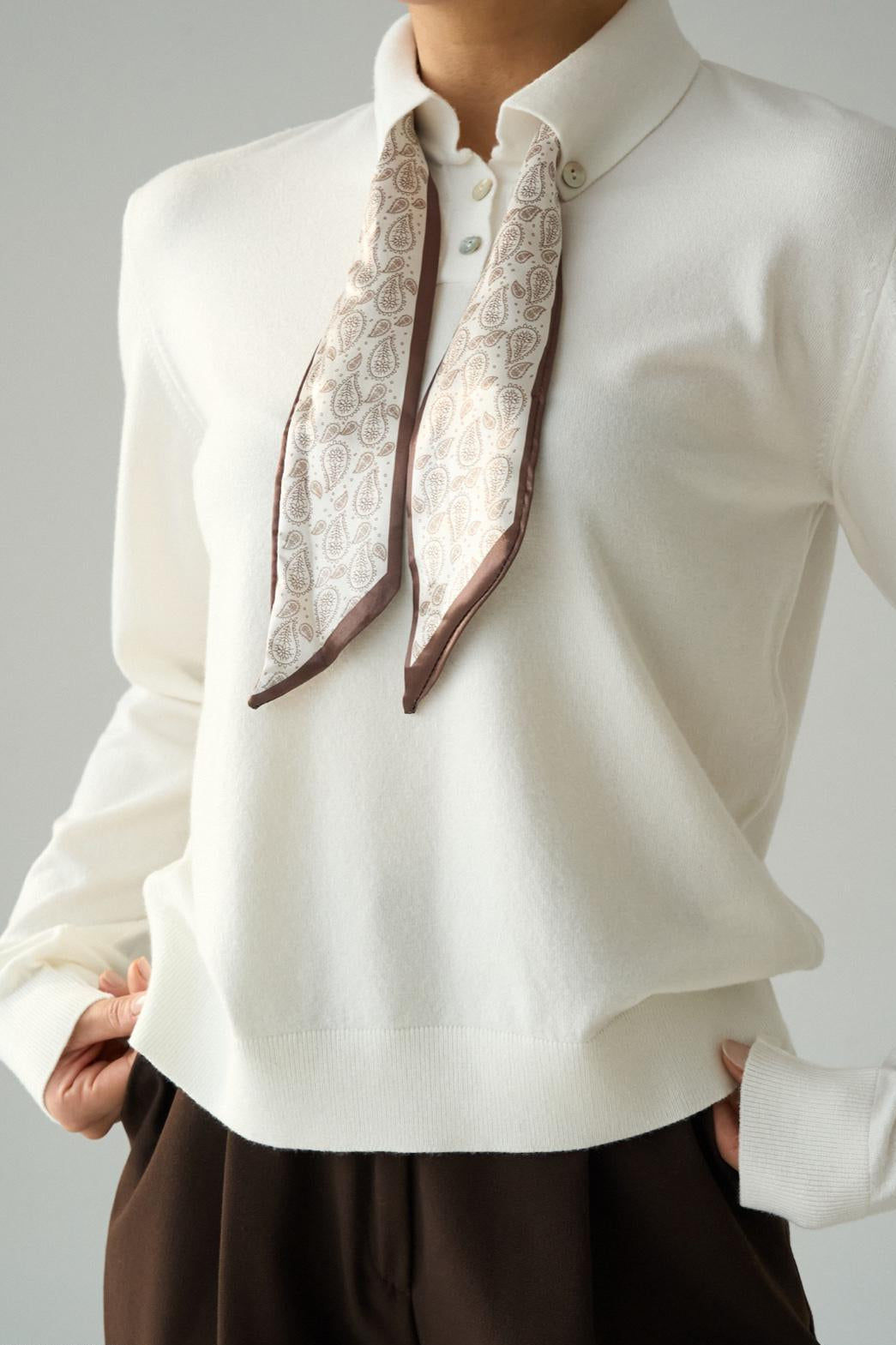Button Scarf Blouse