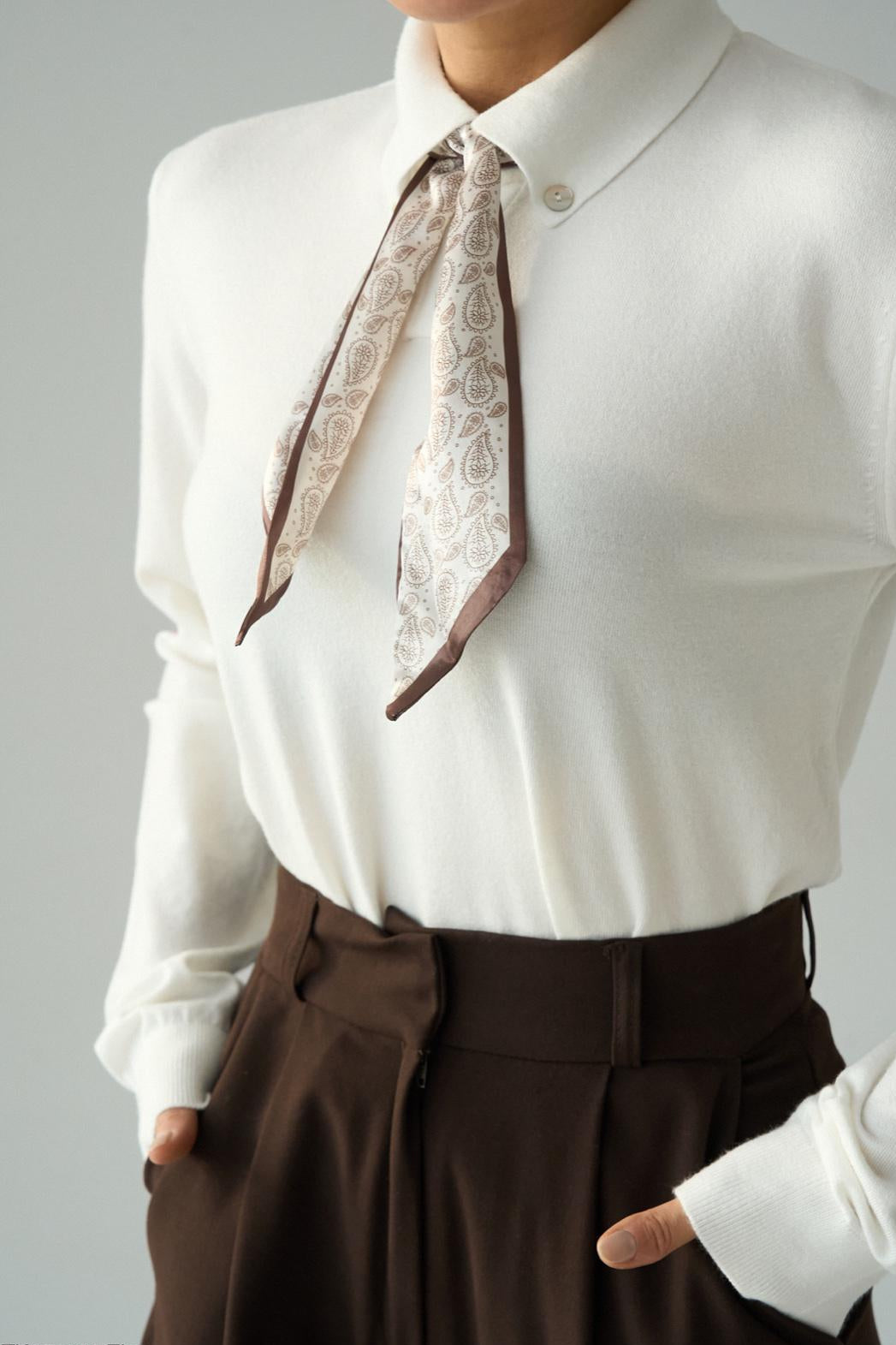 Button Scarf Blouse