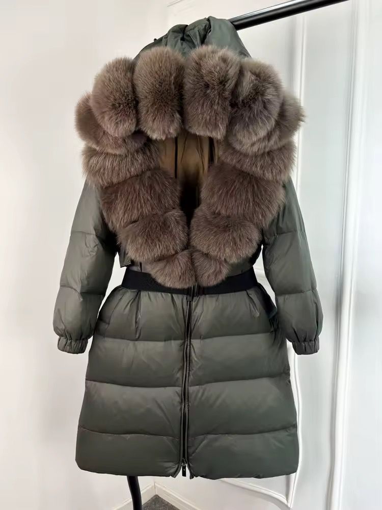 Luxe Fur-Collar Belted Puffer Jacket