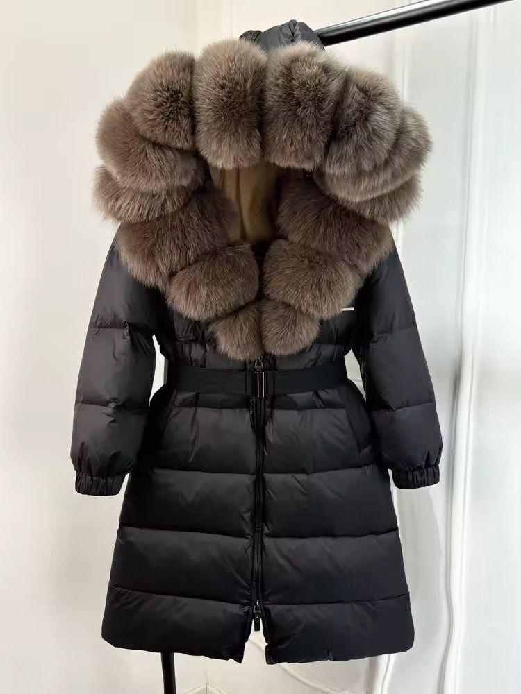 Luxe Fur-Collar Belted Puffer Jacket