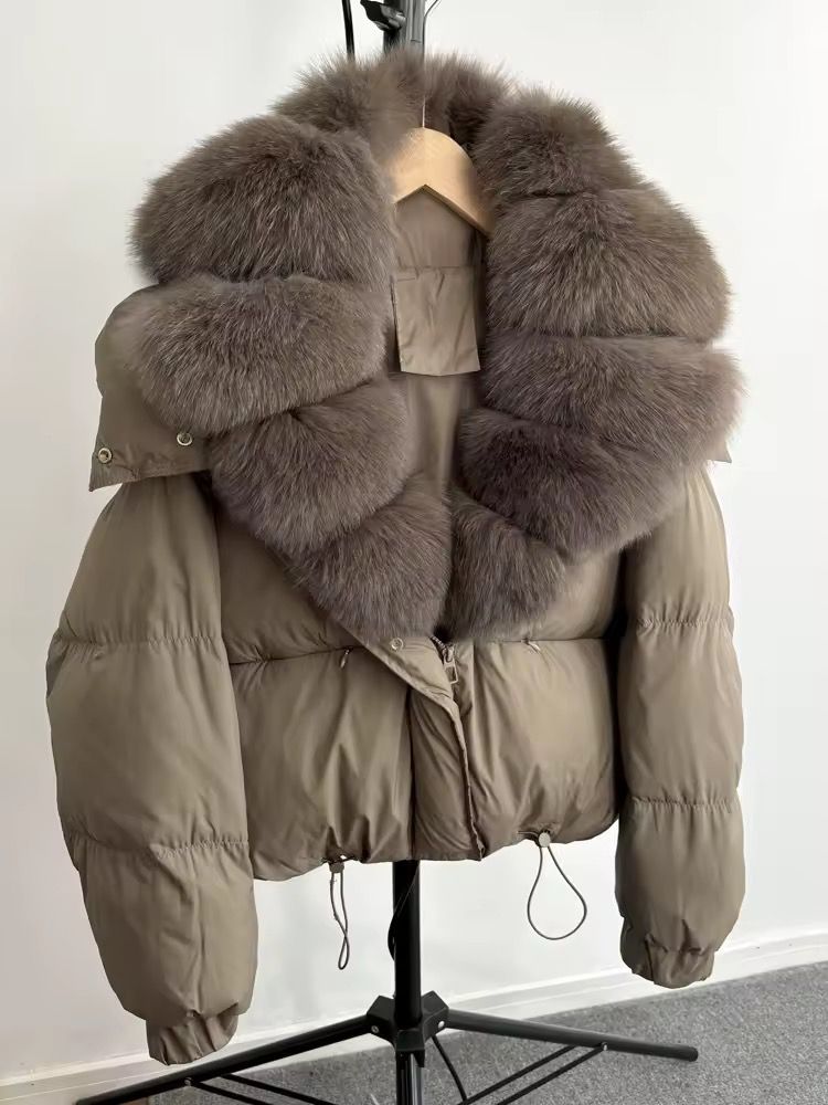 Midnight Luxe Fur-Collar Puffer Jacket