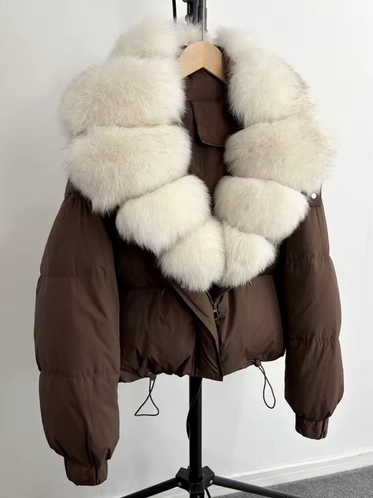 Midnight Luxe Fur-Collar Puffer Jacket