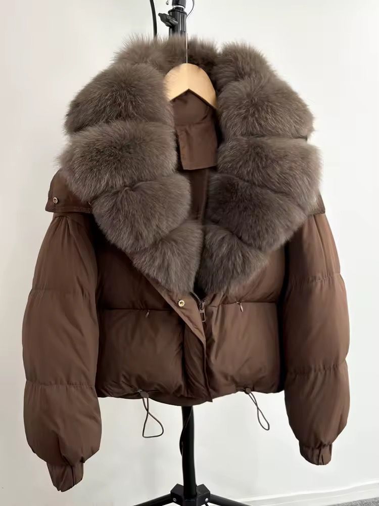 Midnight Luxe Fur-Collar Puffer Jacket