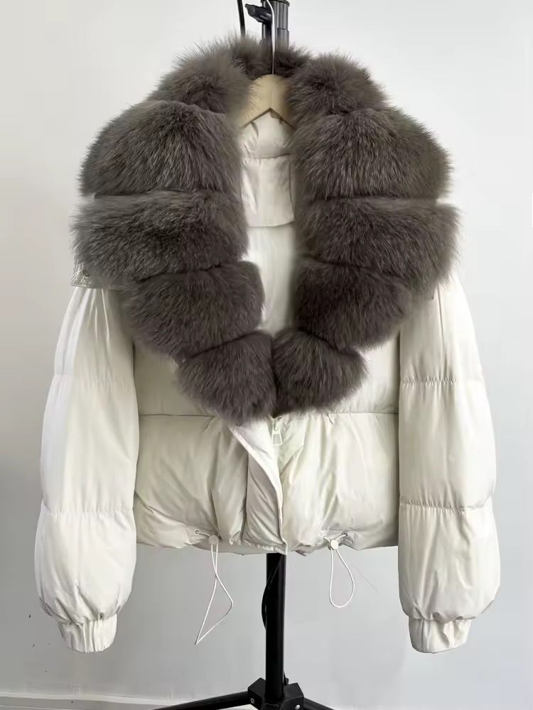 Midnight Luxe Fur-Collar Puffer Jacket