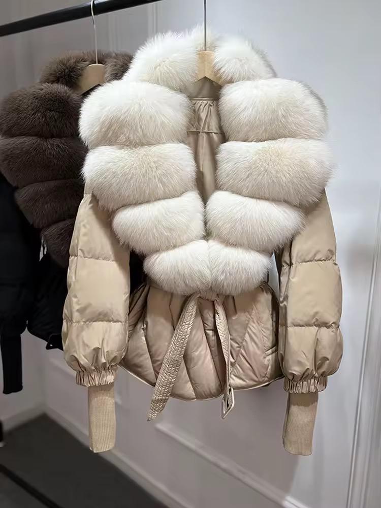 Arctic Luxe Puffer Jacket With Oversized Silver Fox Collar