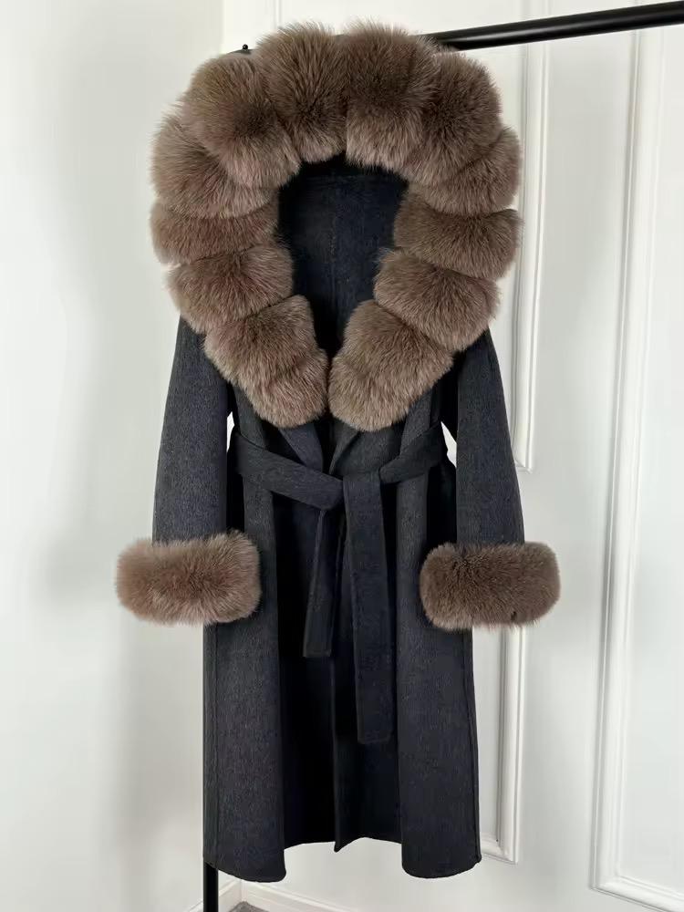 Luxury Long Faux Fur Collar Winter Coat