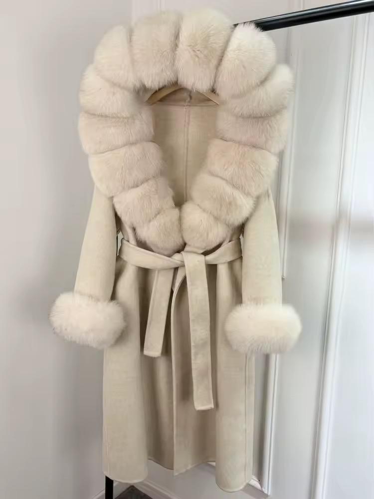 Luxury Long Faux Fur Collar Winter Coat