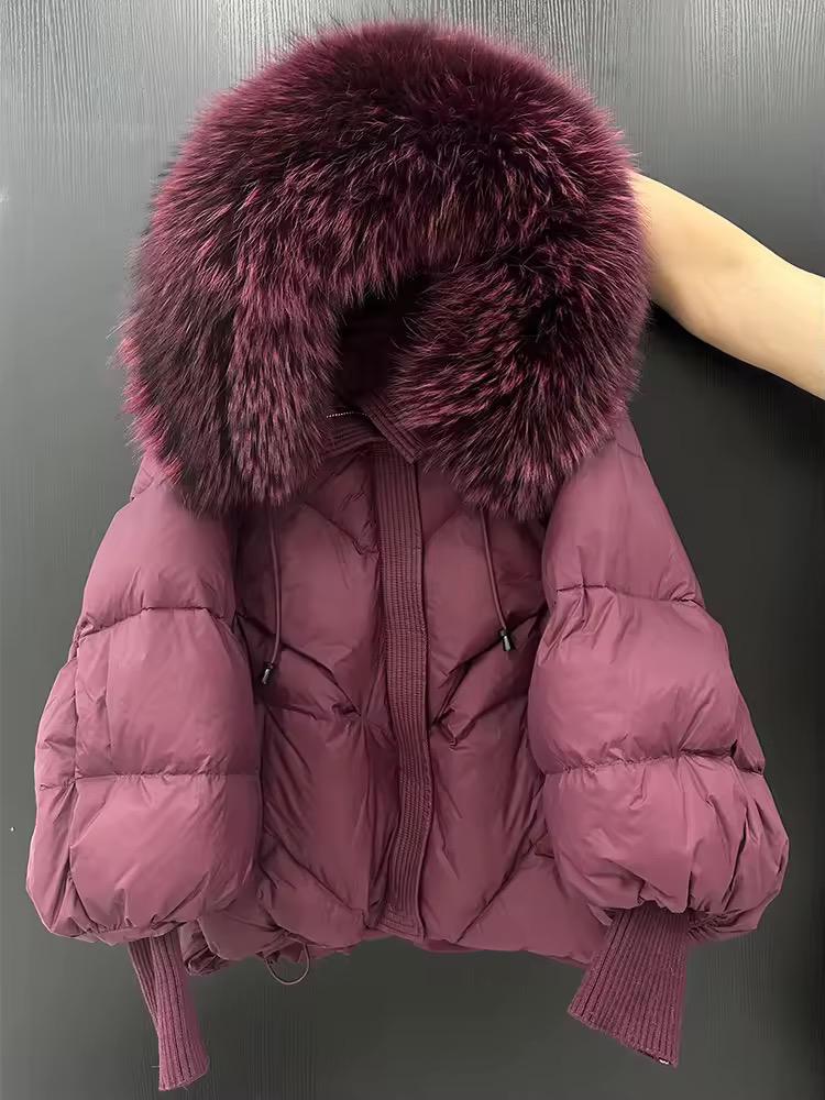 Oversized Puffer Jacket with Large Black Faux Fur Hood