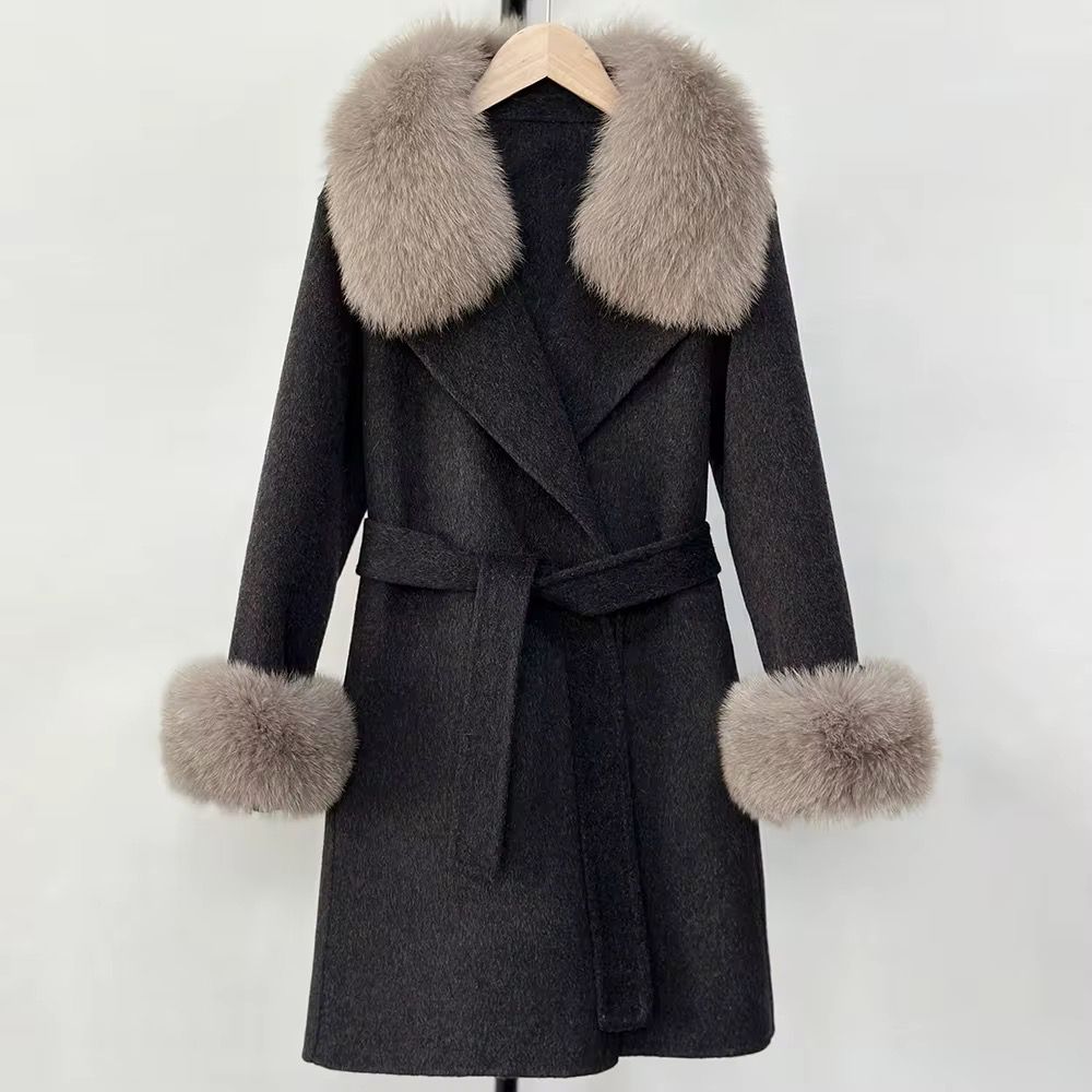 Elegant fox fur coat