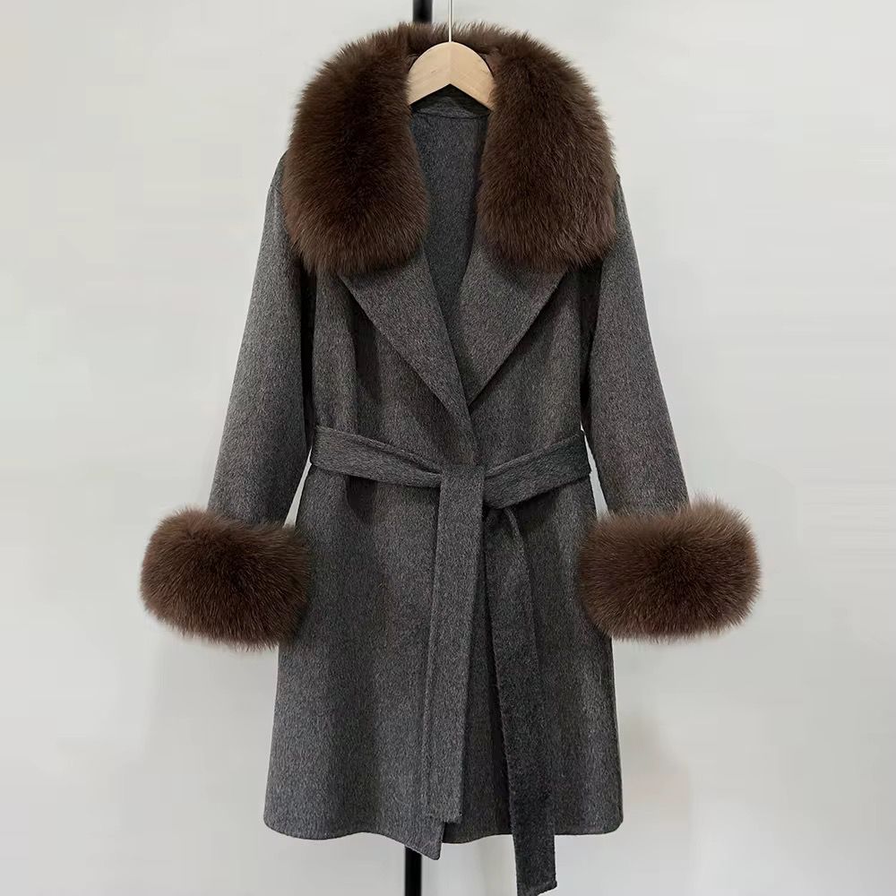 Elegant fox fur coat