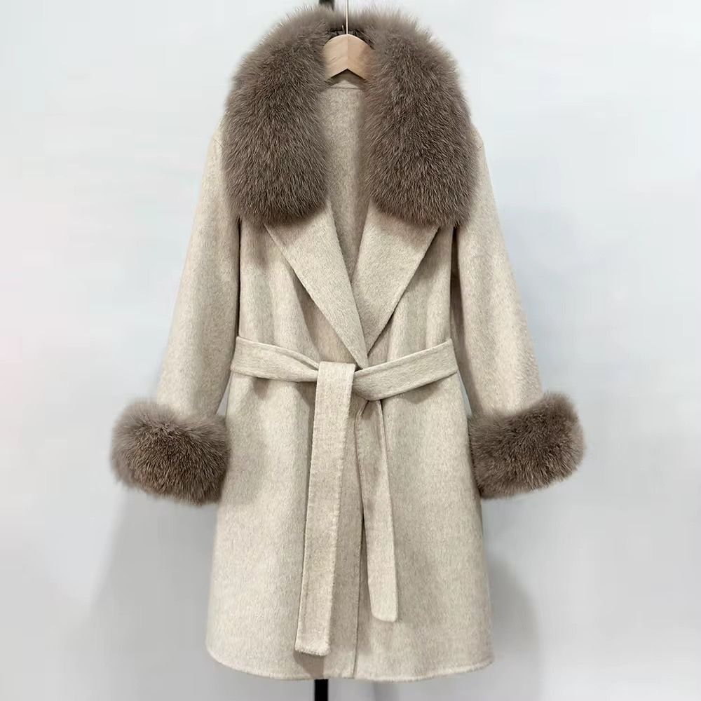 Elegant fox fur coat