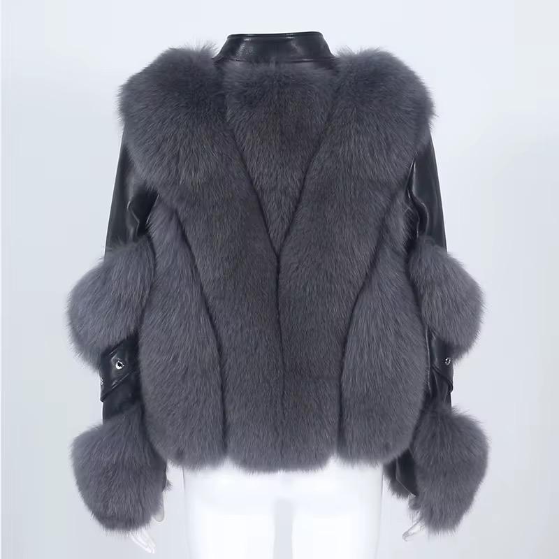 Leather fox fur Jacket