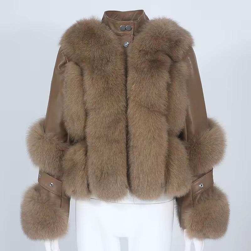 Leather fox fur Jacket