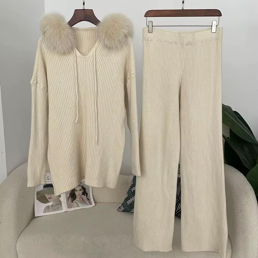 Mist Fox Fur Ribbed Set