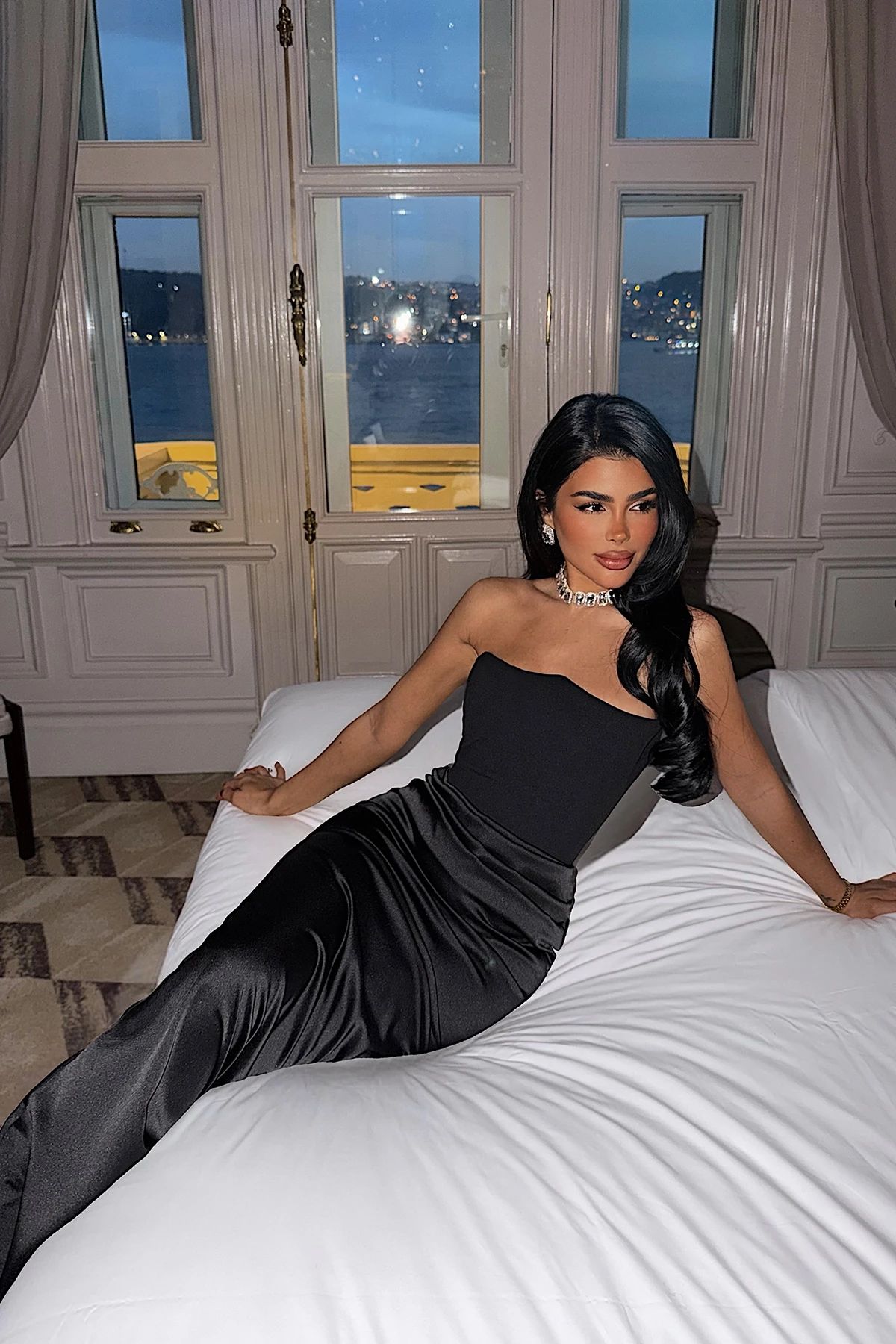 Black Velora Satin Dress