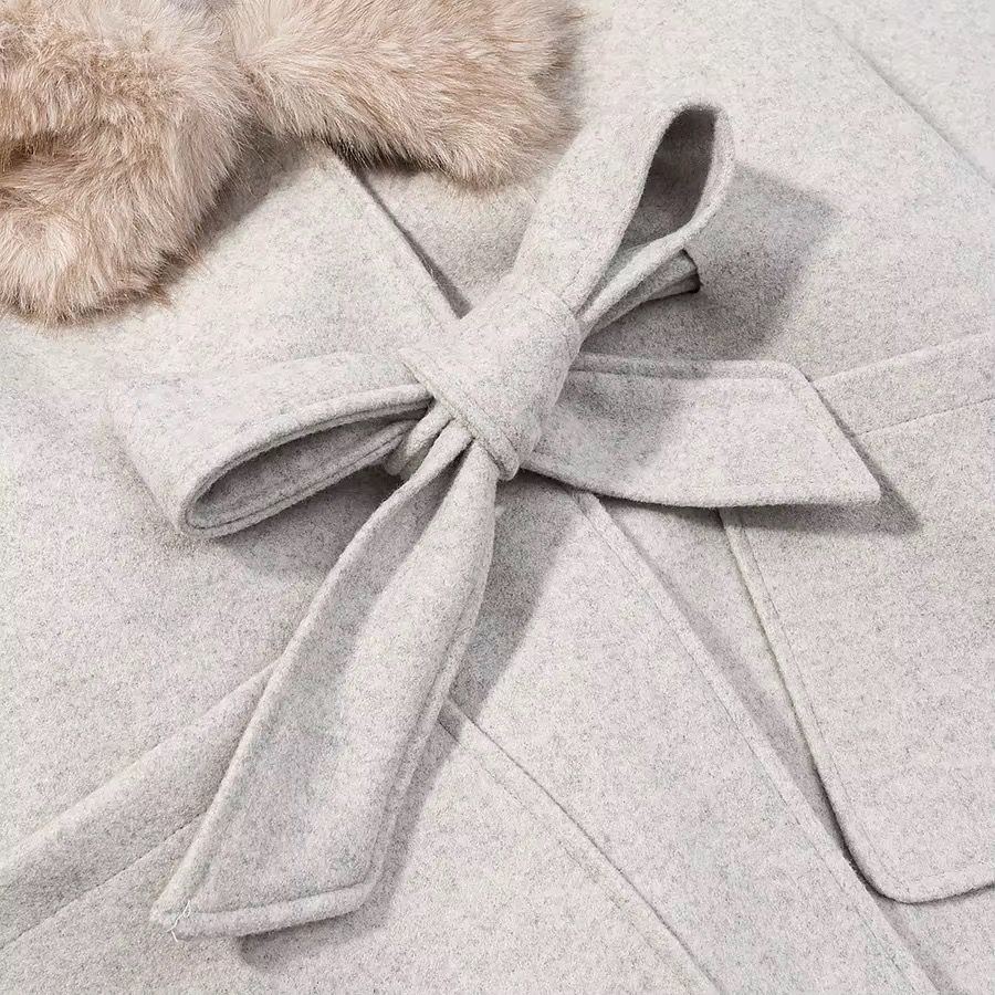 Fluffy Collar Bow-Tie Coat