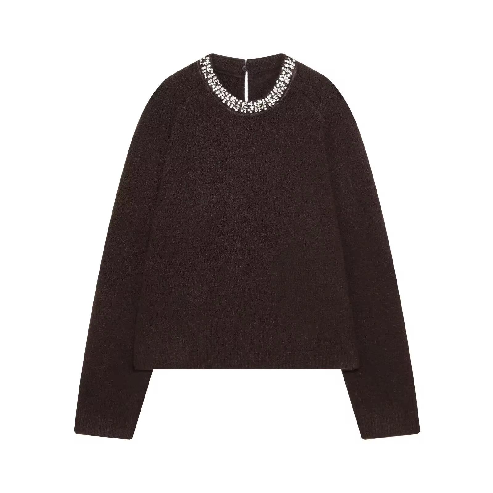 Diamond-Detail Knit Sweater