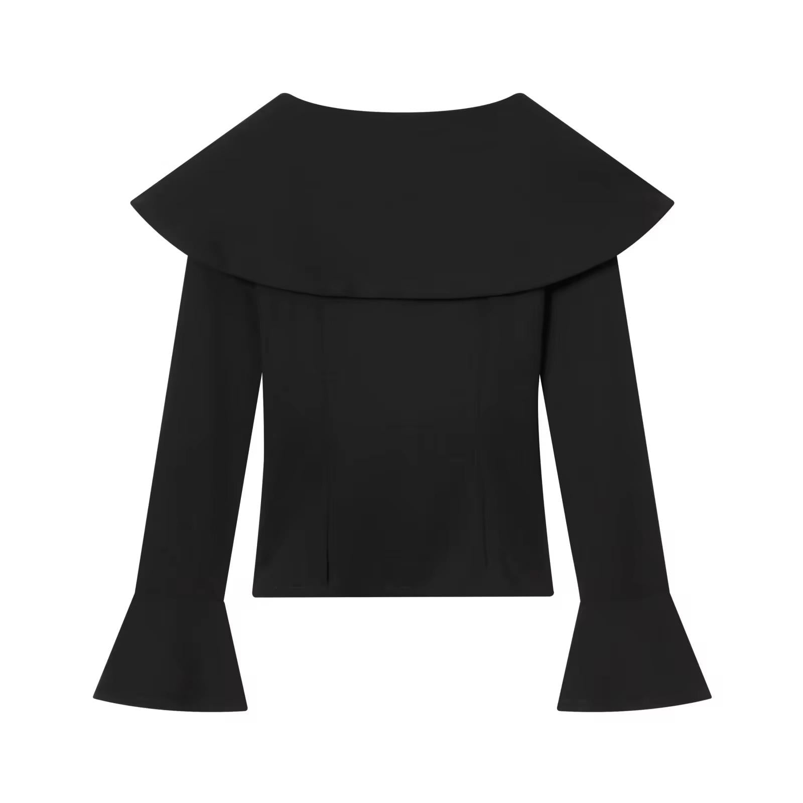 Off-Shoulder Collar Button Top