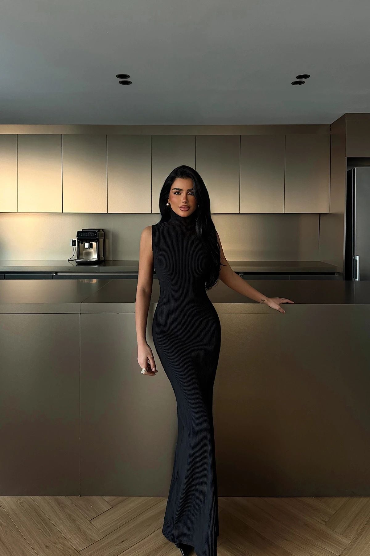 Black Turtleneck Basic Dress