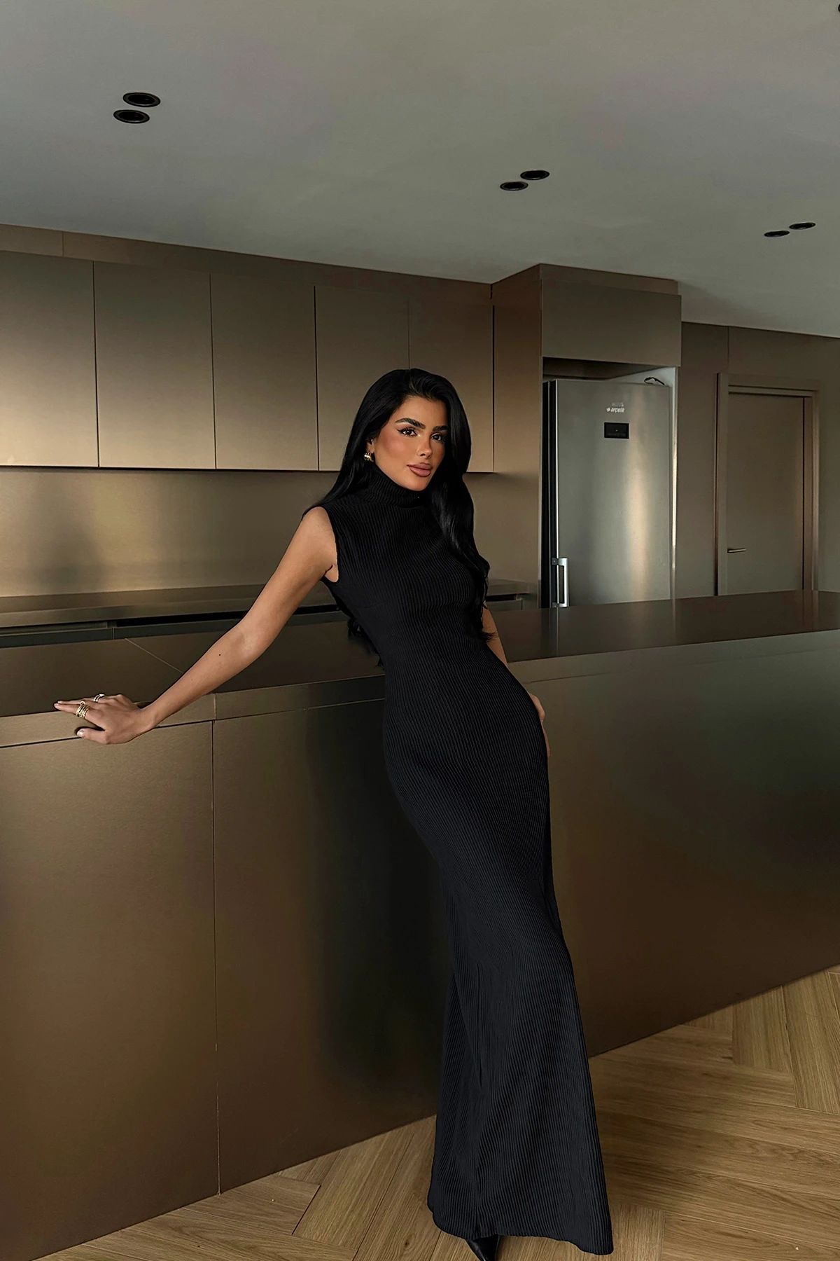 Black Turtleneck Basic Dress