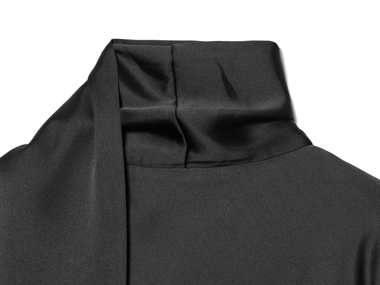 Black Silk Drape Mini Dress