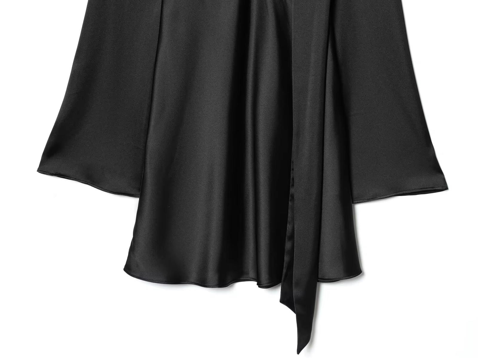 Black Silk Drape Mini Dress
