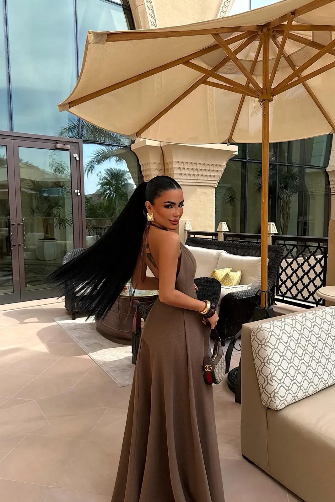 Brown Strappy Long Dress