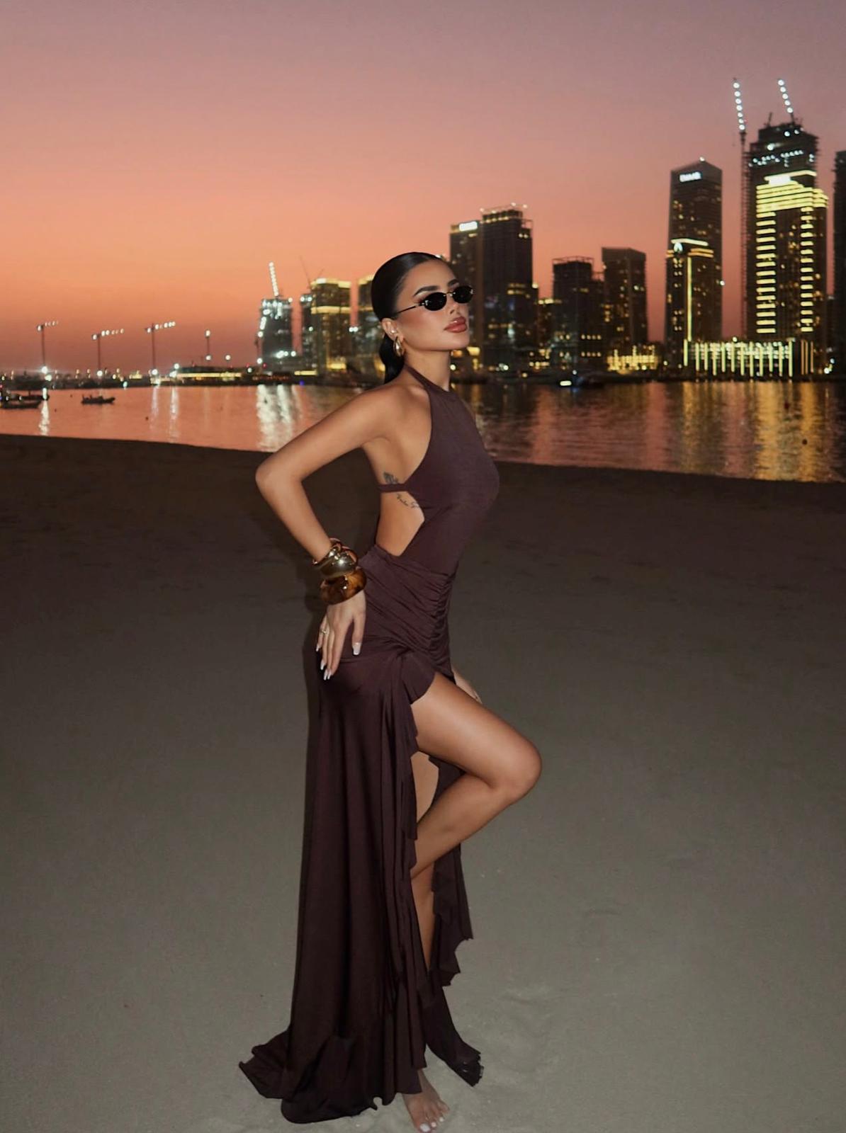 Brown Strappy Long Dress